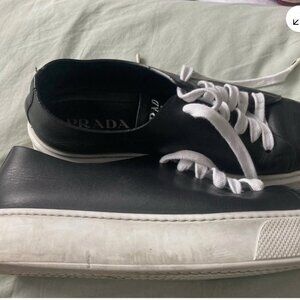 PRADA Black Leather Low Top Platform Sneakers Men’s Size 8.5